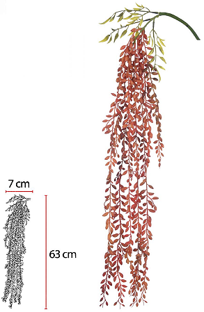 Folhagem Artificial Sedum Suculenta Pendurar X8 Laranja 74cm