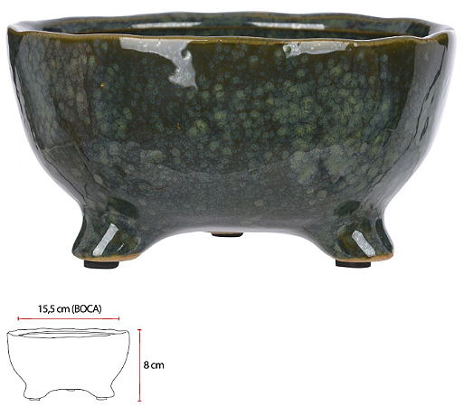 Vaso Bacia Ceramica C/Pe Verde 8cm
