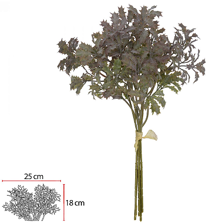 Planta Artificial Folha Ramalhete C/Fita X5 Verde Outono 34cm