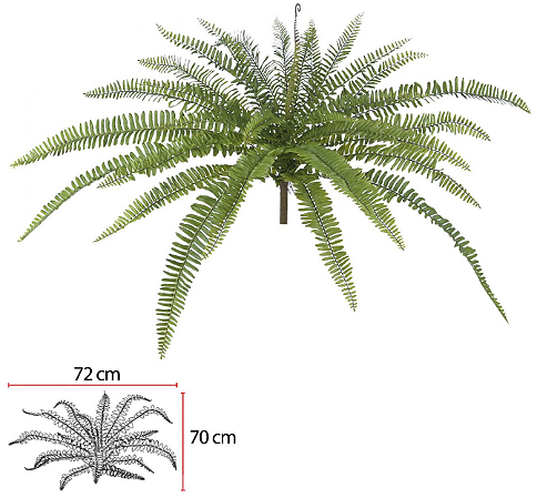 Planta Artificial Folhagem Samambaia X31 Verde 2T 69cm