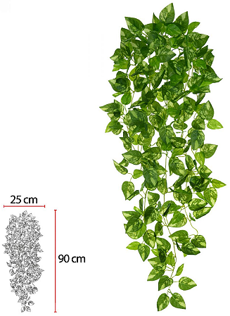 Planta Artificial Folhagem Jiboia Pendurar Real Toque X228 Verde Creme 1m