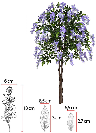 Planta Artificial Visteria X840 Lavanda 1,50m