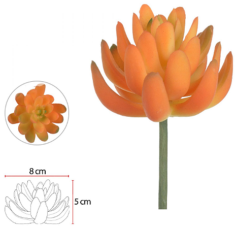 Planta Artificial Suculenta Laranja Verde 9,5cm