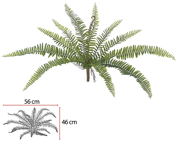 Planta Artificial Folhagem Samambaia X12 Verde 2T  49cm