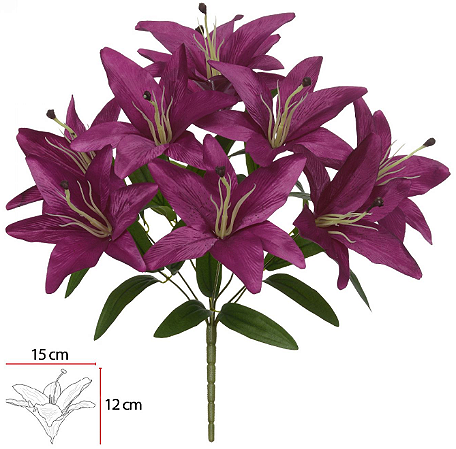 Buque Lirio Cetim X9 Fucsia 44cm