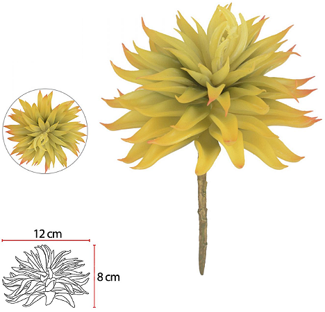 Planta Artificial Suculenta Amarelo 18cm