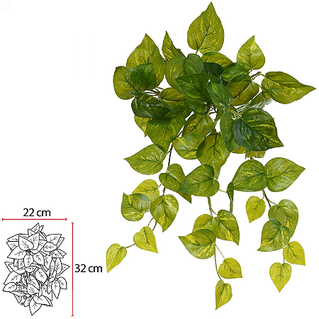 Planta Artificial Folhagem Jiboia Pendurar Real Toque X60 Verde Creme 40m