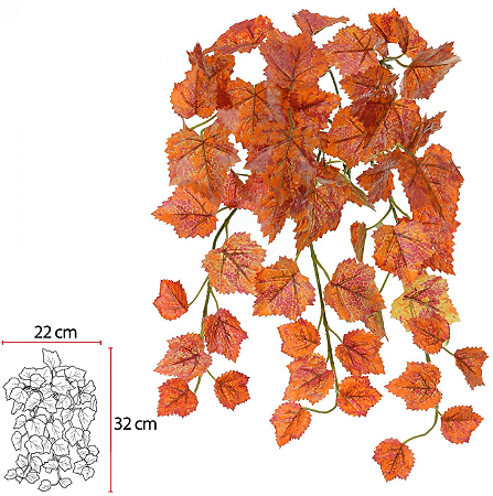 Planta Artificial Folhagem Uva Pendurar Real Toque X60 Laranja Outono 40cm