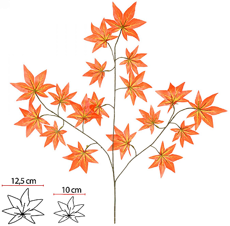 Planta Artificial Maple Real Toque X18 Laranja Outono 75cm