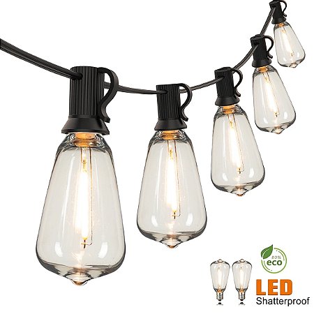 Guirlanda ao ar Livre String Lights, Inquebrável, Impermeável, LED, Decoração
