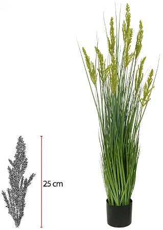 Planta Artificial Folhagem Grass Grain C/Pote Verde 1,20cm
