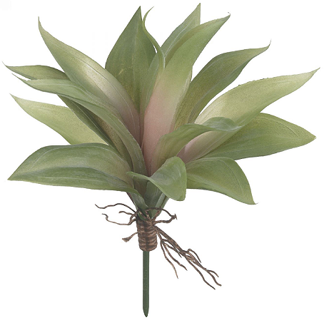 Planta Artificial Folhagem Suculenta Agave C/Raiz X13 Verde Rosa 24cm