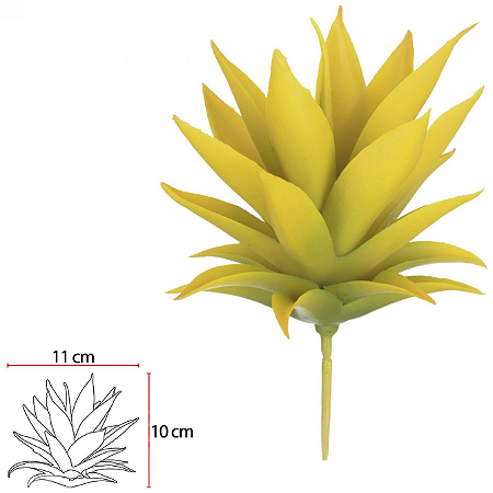 Planta Artificial Folhagem Suculenta  Agave Amarelo 15cm