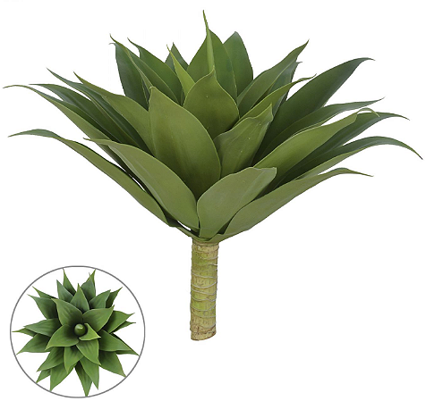 Planta Artificial Folhagem Agave X28 Verde 2T 52cm