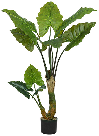 Planta Arvore Artificial Alocasia Real Toque C/Pote X10 Verde 1,3m
