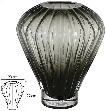Vaso Decorativo Vidro Cinza 27cm