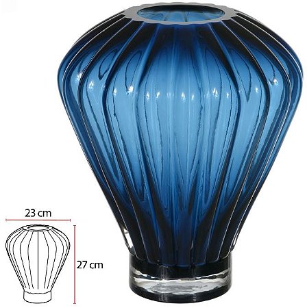 Vaso Decorativo Vidro Azul 27cm