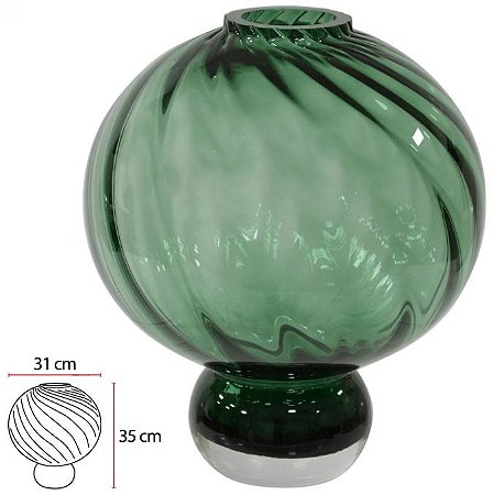 Vaso Decorativo Vidro Verde 35cm