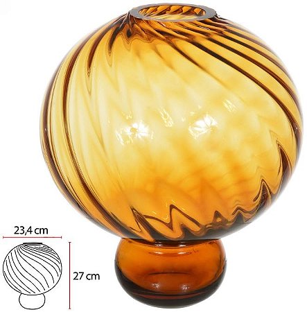Vaso Decorativo Vidro Ambar 27cm