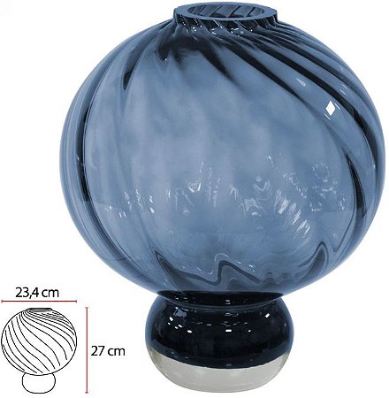 Vaso Decorativo Vidro Azul 27cm