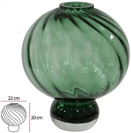 Vaso Decorativo Vidro Verde 20cm