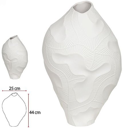 Vaso Decorativo Porcelana Branco 44cm