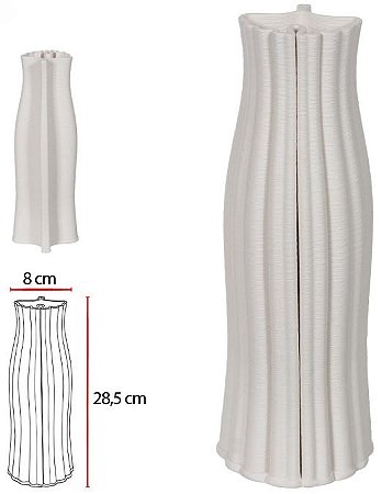 Vaso Decorativo Ceramica 3D Branco 28,5cm