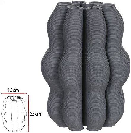 Vaso Decorativo Ceramica 3D Chumbo 22cm