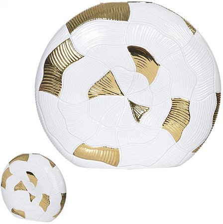 Vaso Decorativo Ceramica Branco Dourado 33cm
