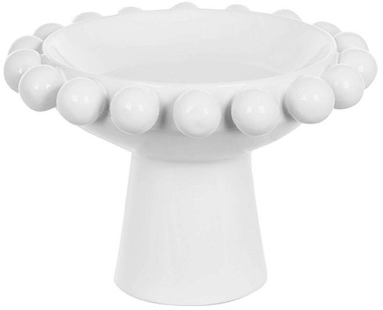 Vaso Decorativo Centro De Mesa Ceramica Branco 23cm