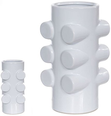 Vaso Decorativo Ceramica Branco 28cm