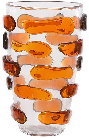 Vaso Decorativo Vidro Transparente Ambar 32cm
