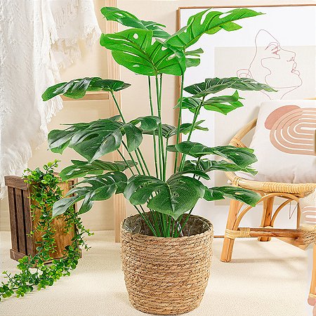 Planta Artificial Costela de Adão 70cm 18 Folhas