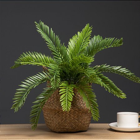 Planta Artificial Palmeira Cycas 45cm 18 Folhas