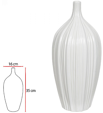 Vaso Decorativo Ceramica Branco 35cm