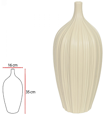 Vaso Decorativo Ceramica Bege 35cm