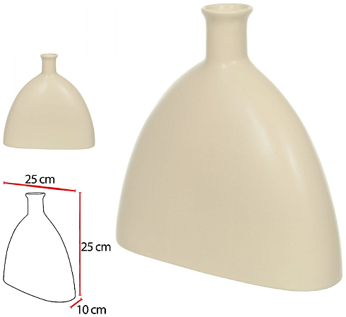 Vaso Decorativo Ceramica Bege 25cm