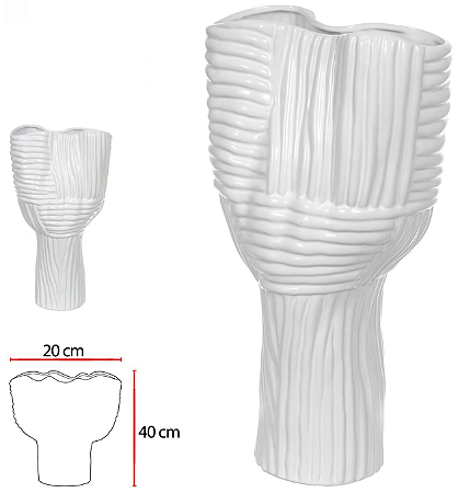 Vaso Decorativo Ceramica Branco 40cm