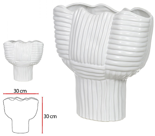 Vaso Decorativo Ceramica Branco 30cm