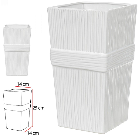 Vaso Decorativo Ceramica Branco 25cm