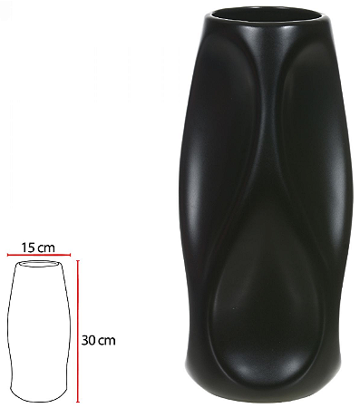 Vaso Decorativo Ceramica Preto 30cm