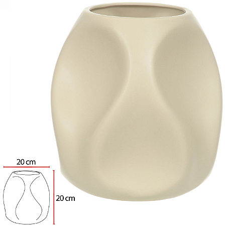Vaso Decorativo Ceramica Bege 20cm