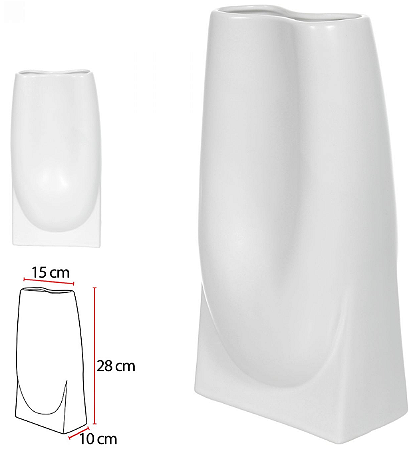 Vaso Decorativo Ceramica Branco 28cm
