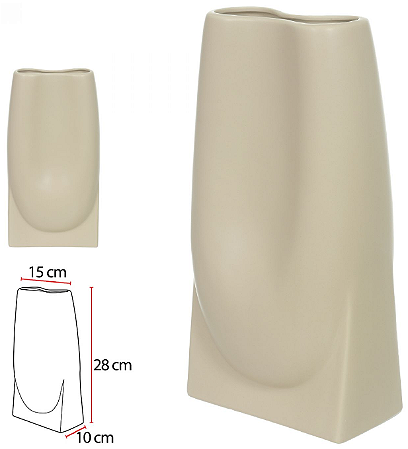 Vaso Decorativo Ceramica Bege 28cm