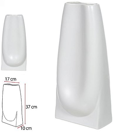 Vaso Decorativo Ceramica Branco 37cm