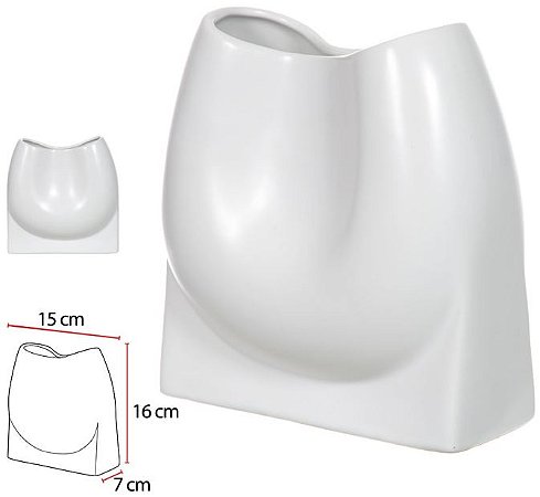 Vaso Decorativo Ceramica Branco 16cm
