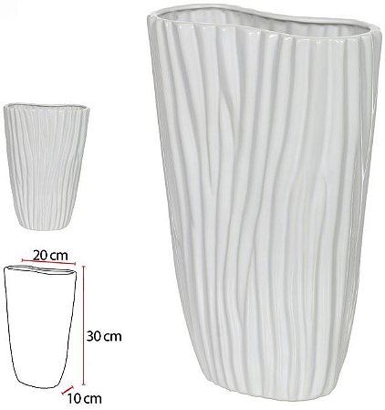 Vaso Decorativo Ceramica Branco 30cm