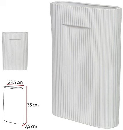 Vaso Decorativo Ceramica Branco 35cm