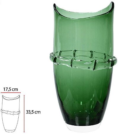 Vaso Decorativo Vidro Verde 33,5cm