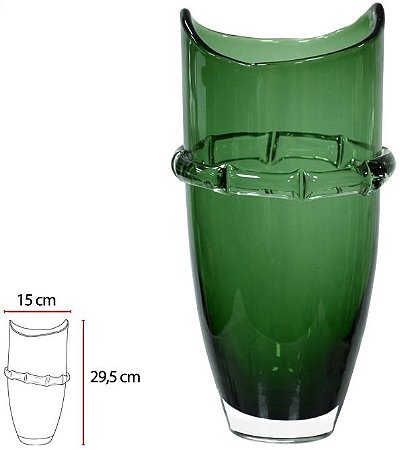 Vaso Decorativo Vidro Verde 26,5cm